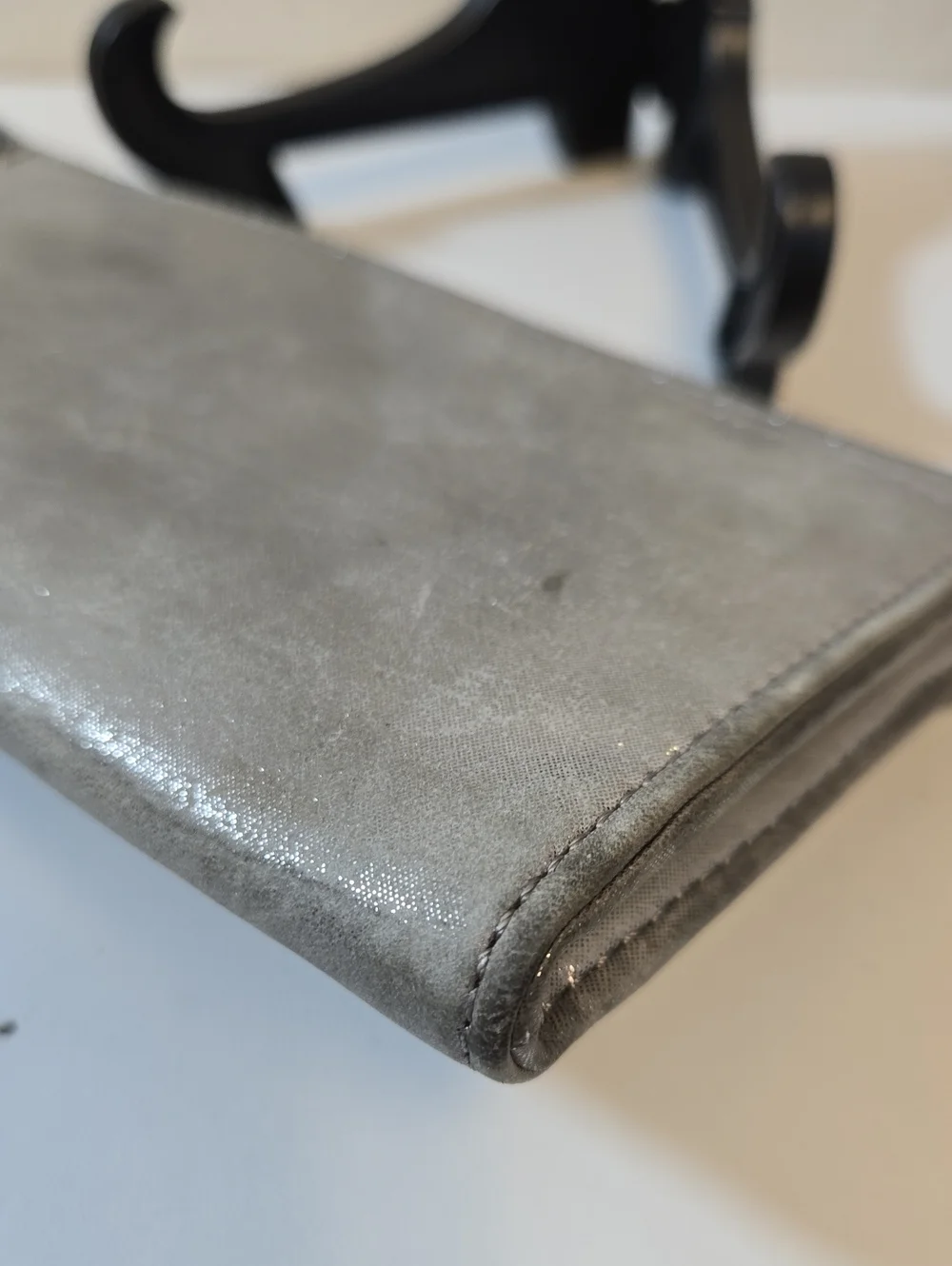 Pre-loved Coach Poppy Silver Metallic Wristlet Clutch